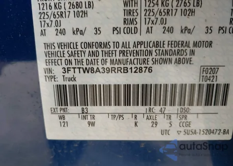 2024 Ford Maverick Xl z USA, uszkodzony, nr VIN 3FTTW8A39RRB12876